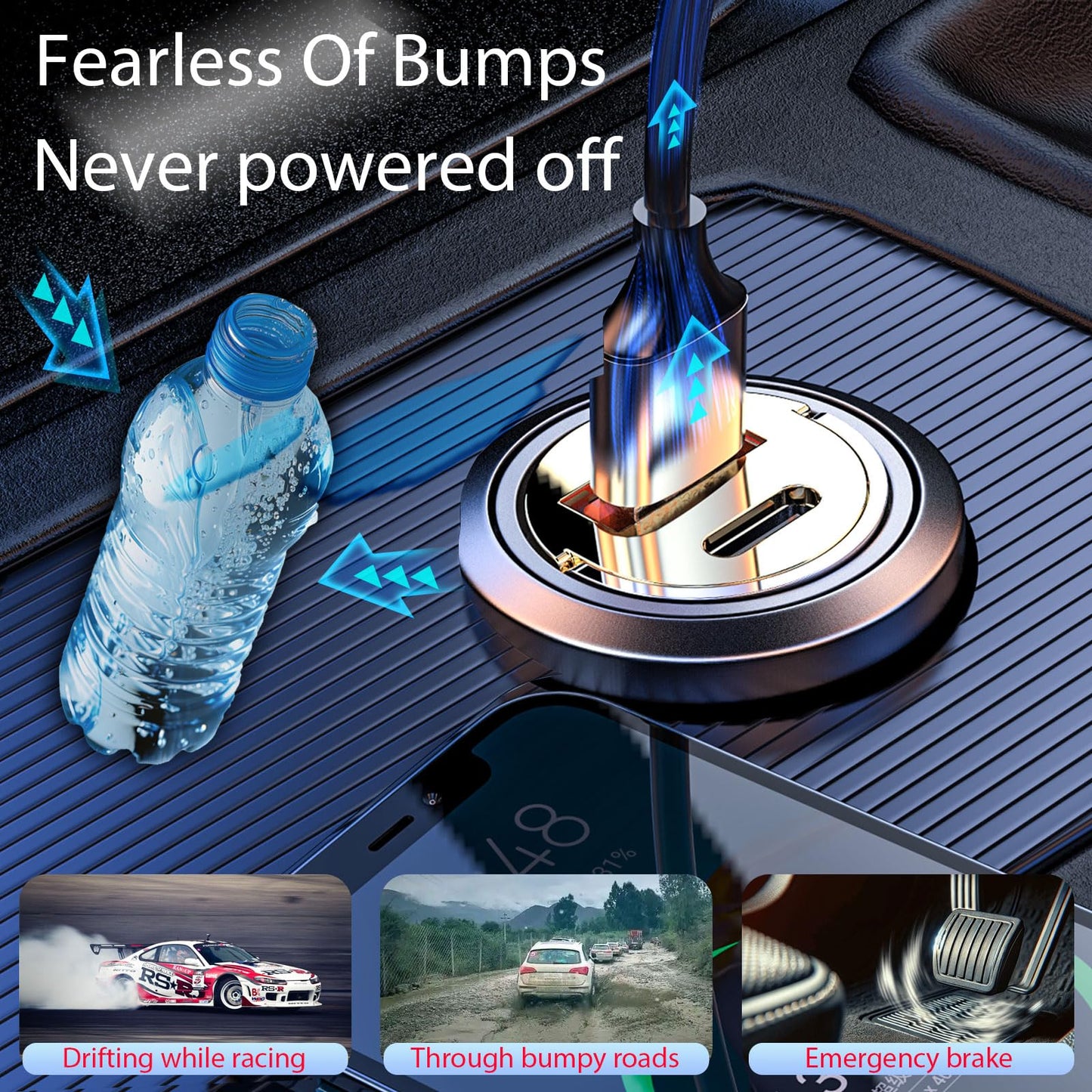 LJkoke USB Car Charger Adapter Fast Charging PD45W+QC3.0 Dual Port Cigarette Lighter Charger for iPhone 17/16/15/14/13/12/11/Pro Max, iPad, Samsung