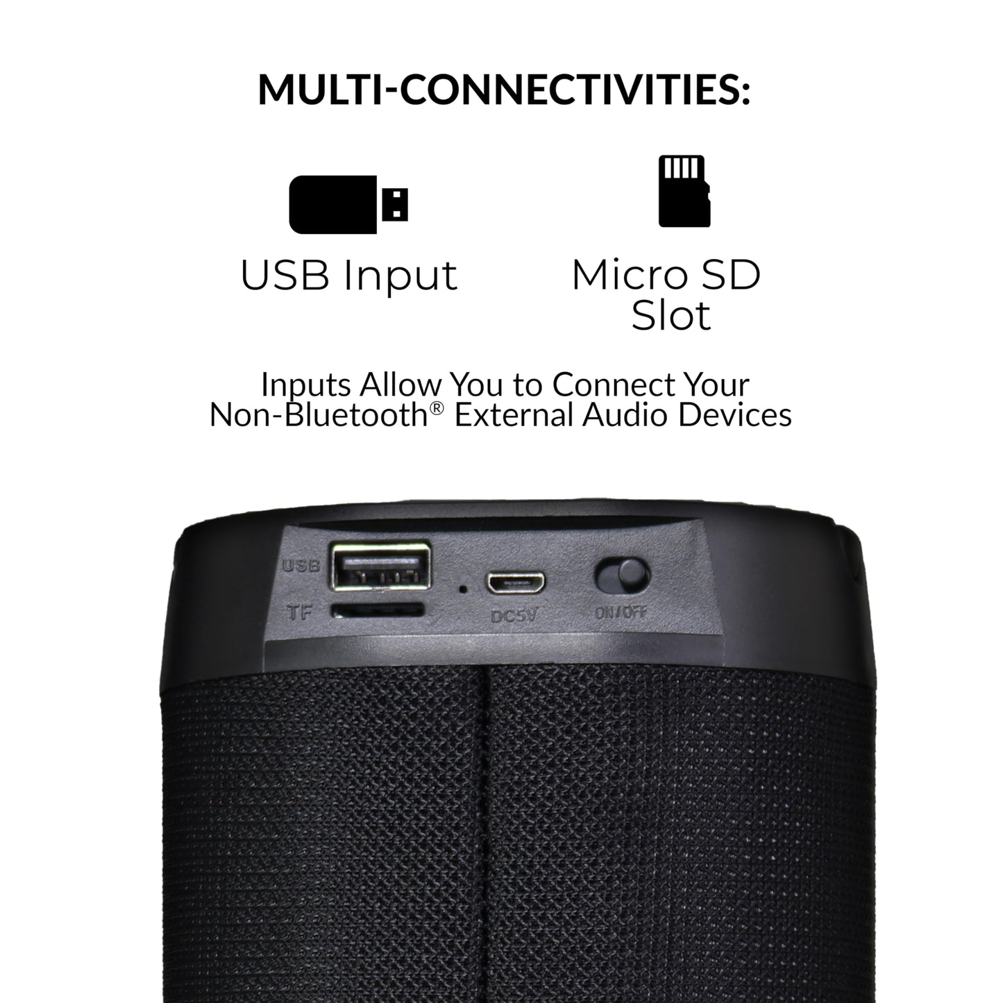 Supersonic SC-2332BT Soundlight Bluetooth Speaker, Stream from Any Device, Enjoy USB/SD Playback, FM Radio, Vibrant Ring Light, Long-Lasting 1500mAh