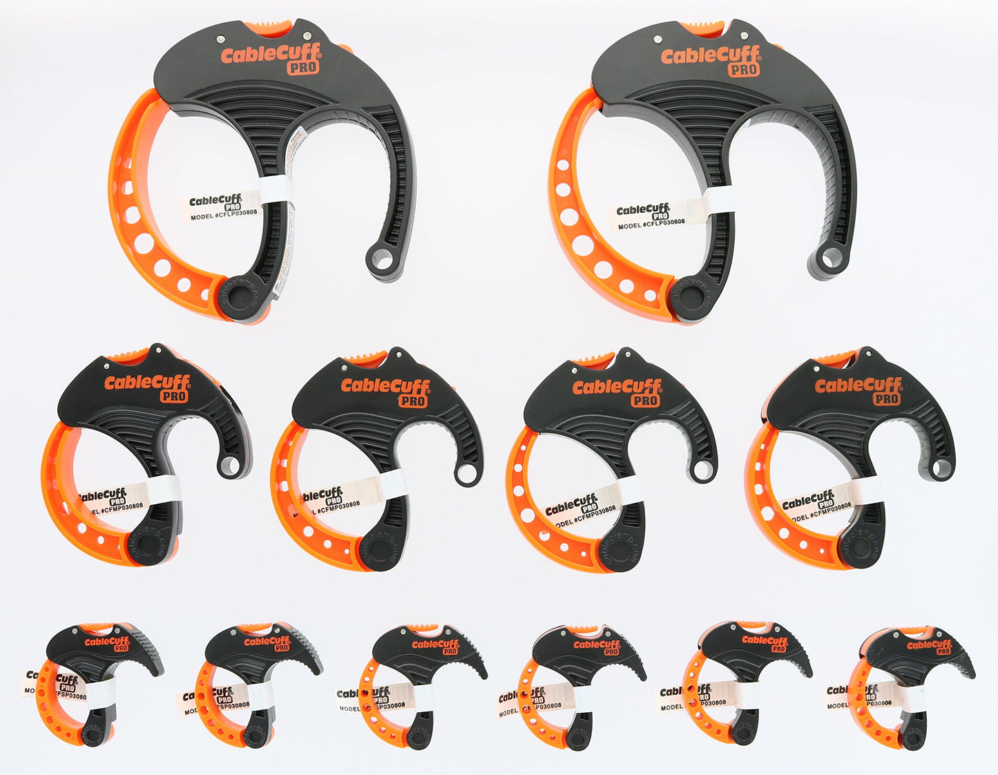 Cable Cuff PRO (12 pack: 2 x large 3 inches, 4 x medium 2 inches, 6 x small 1 inch diameter) adjustable, reusable, cable ties replace for extension