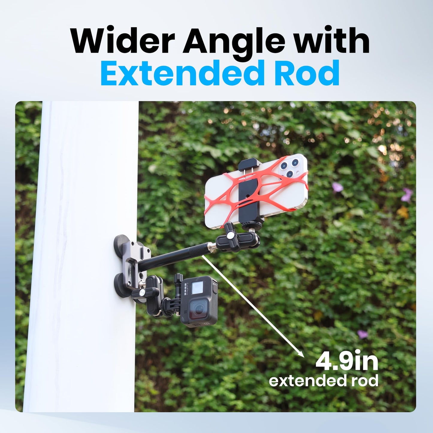 ROZOER 4-in-1 Magnetic Camera Mount Kit - Universal Baseplate with Magic Arm, Phone Clip & Bands for GoPro/for Osmo/for Insta360/Smartphones (Car