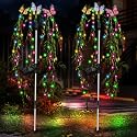 Solar Garden Lights Outdoor Decorative Waterproof, 69LED Swaying Tree Solar Lights for Outside, Butterfly Flower Lights Solar Power Yard Decor