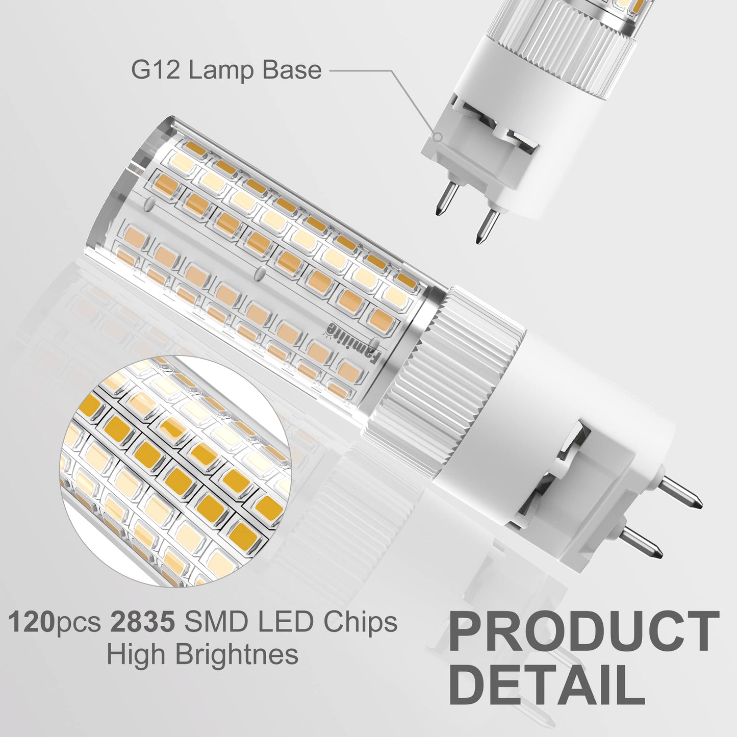 Familite LED G12 Bulb 16W Warm White 3000K Bi-Pin Corn Bulb, Pack of 4