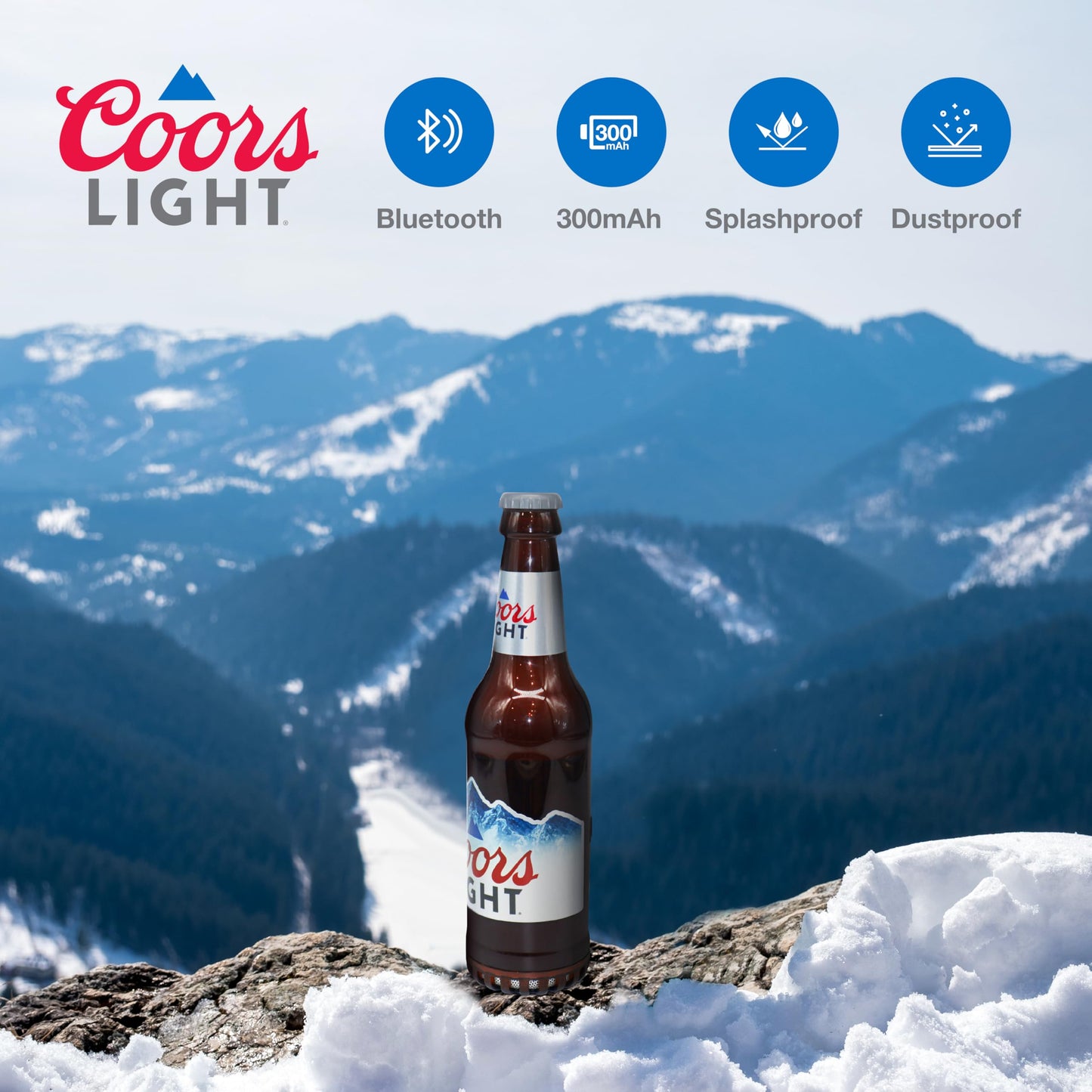 Coors Light Bottle Shape Bluetooth Speaker with High-Fidelity Stereo, Splash Proof, 6H Playtime & AUX Port - Ideal for Outdoor, Indoor Parties