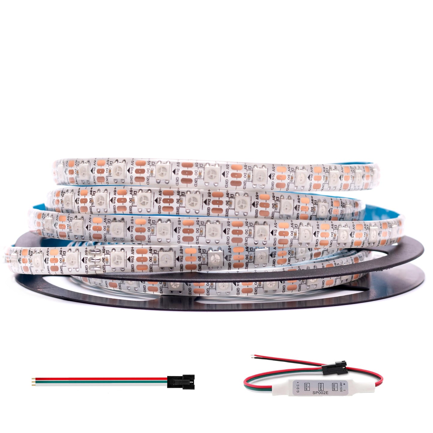 KWMSTPLT WS2812b 300Pixels 5M Individually Addressable LED Pixel Strip Programmable Full Dream Color SMD 5050 RGB Strip Rope Light DC 5V Waterproof