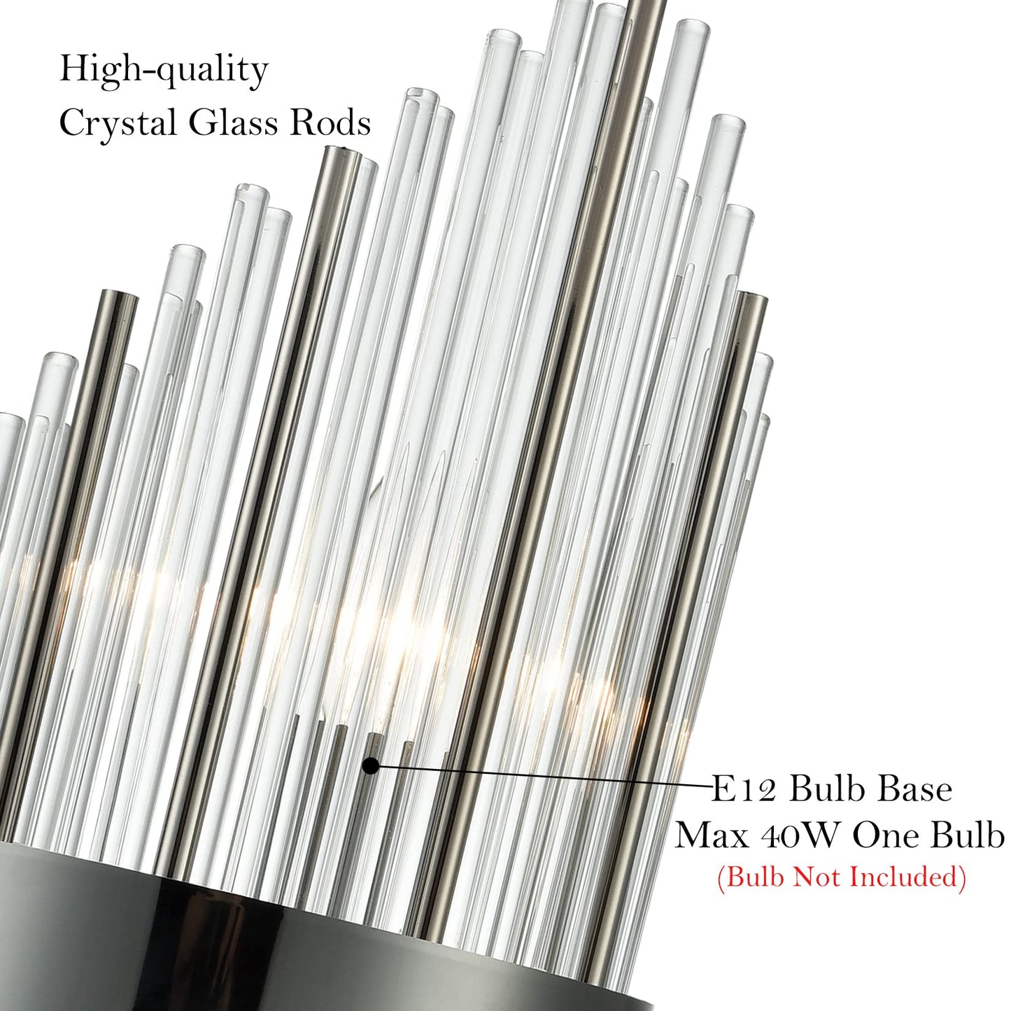 SAMTEEN Modern 2-Light Crystal Wall Sconces Set of Two Black Glass Bathroom Wall Light Fixtures Luxury Crystal Sconces Wall Decor for Bedroom Hallway