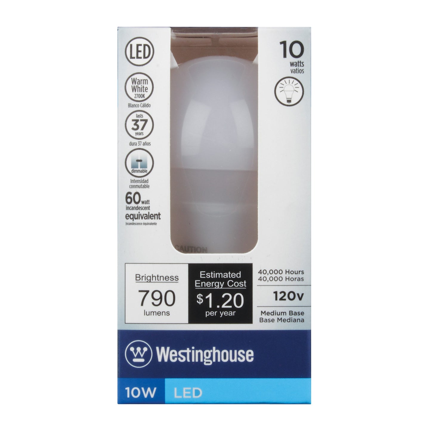 Westinghouse Lighting 0369600 10W Omni Dimmable LED Light Bulb with Medium Base, Warm White