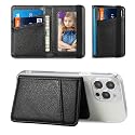 TopFunny Wallet Stick on Phone Case, Credit Card Holder for Back of Phone Cases Flip Leather Wallet Sleeve Pouch Compatible with iPhone, Samsung