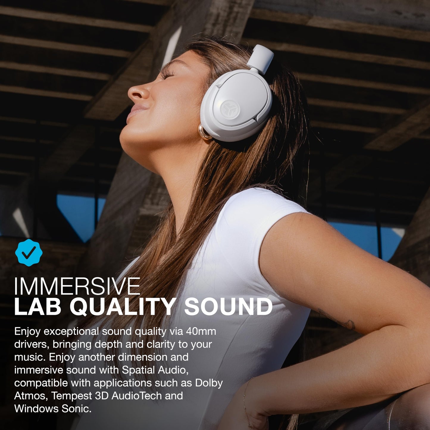 JLab JBuds Lux ANC Wireless Headphones, Cloud White, Hybrid Active Noise Cancelling, Customizable Sound, Spatial Audio Compatible, Premium Over-Ear…