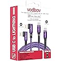 VODBOV USB-C to Lightning Braided Cable iPhone Charger Fast Charging Cord Right Angle 2pack 10ft 6ft 90 Degree MFi Certified Cable Xr Sage (Purple)