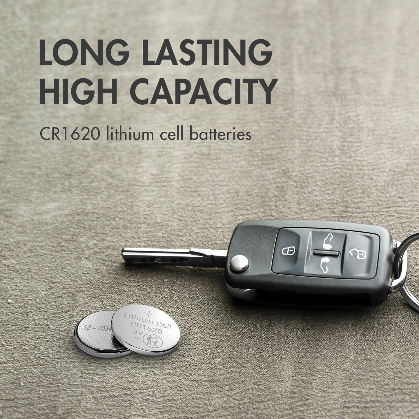 Tenergy CR1620 3V Lithium Button Cell Battery, for Car Keys, Watches, Calculators, Remote Controls, 5 Count