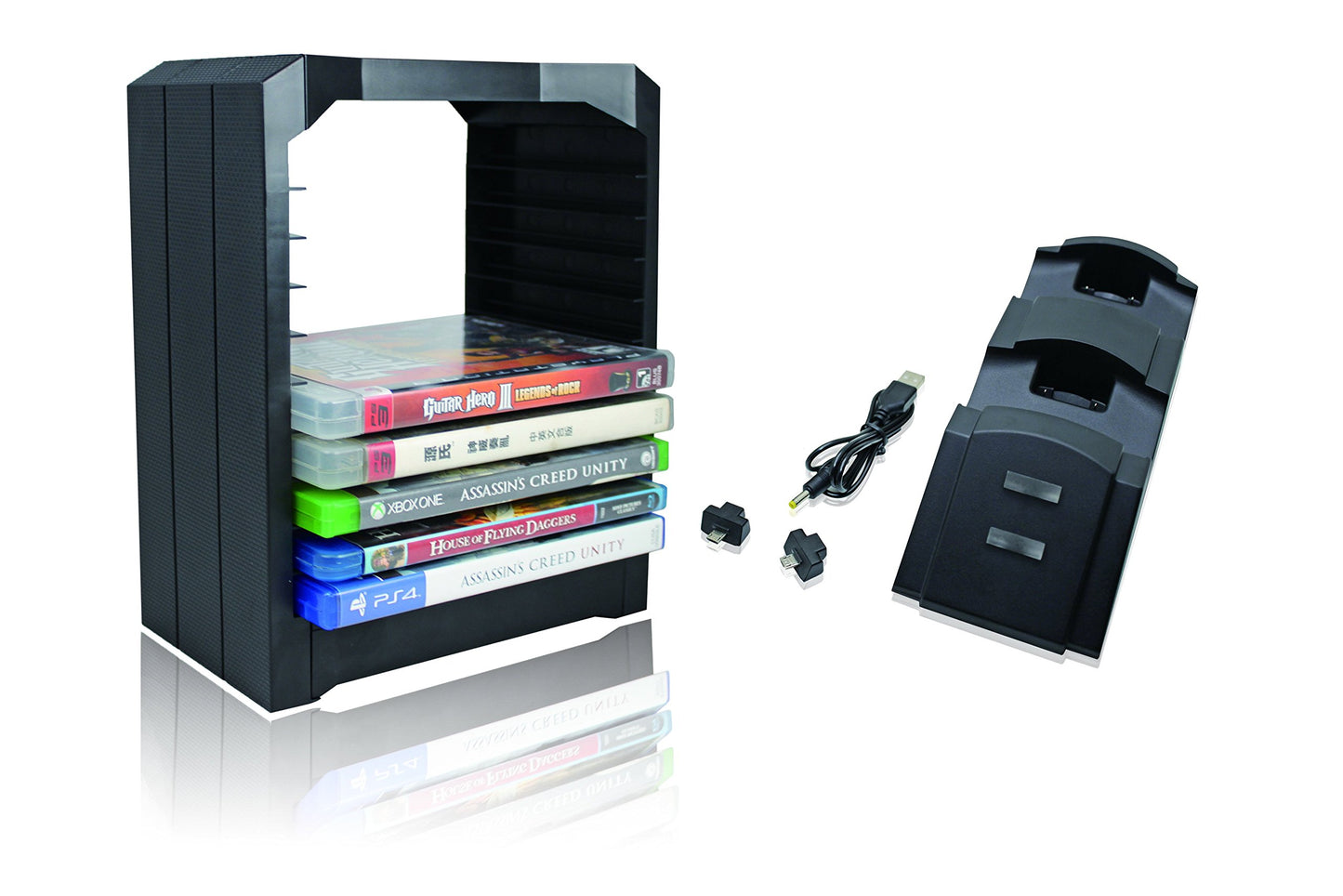 NEXiLUX Game Storage Tower with Dual Charge Station for Play Station 4, PS4