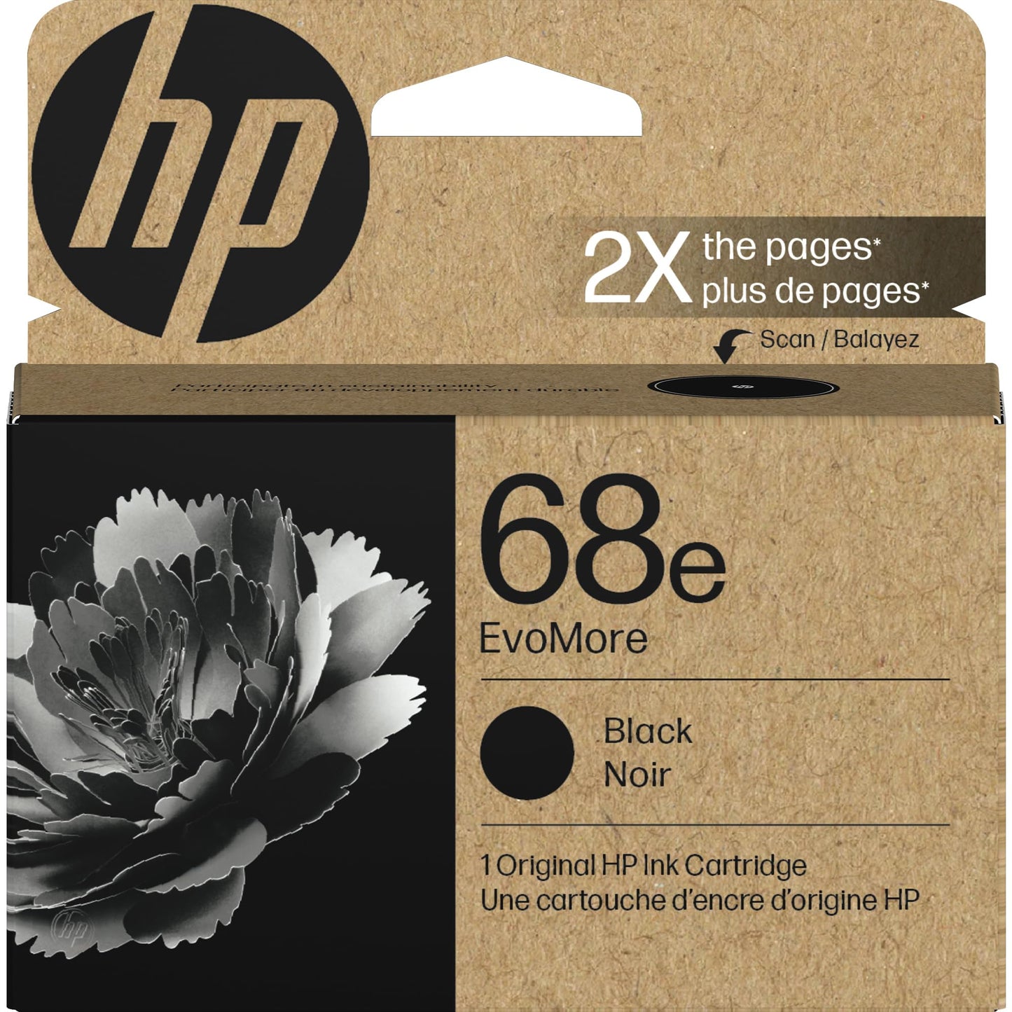 HP 68e EvoMore High Yield Black Ink Cartridge | Works with Envy 6100e, 6500e Series | Carbon Neutral | 7FP22TN