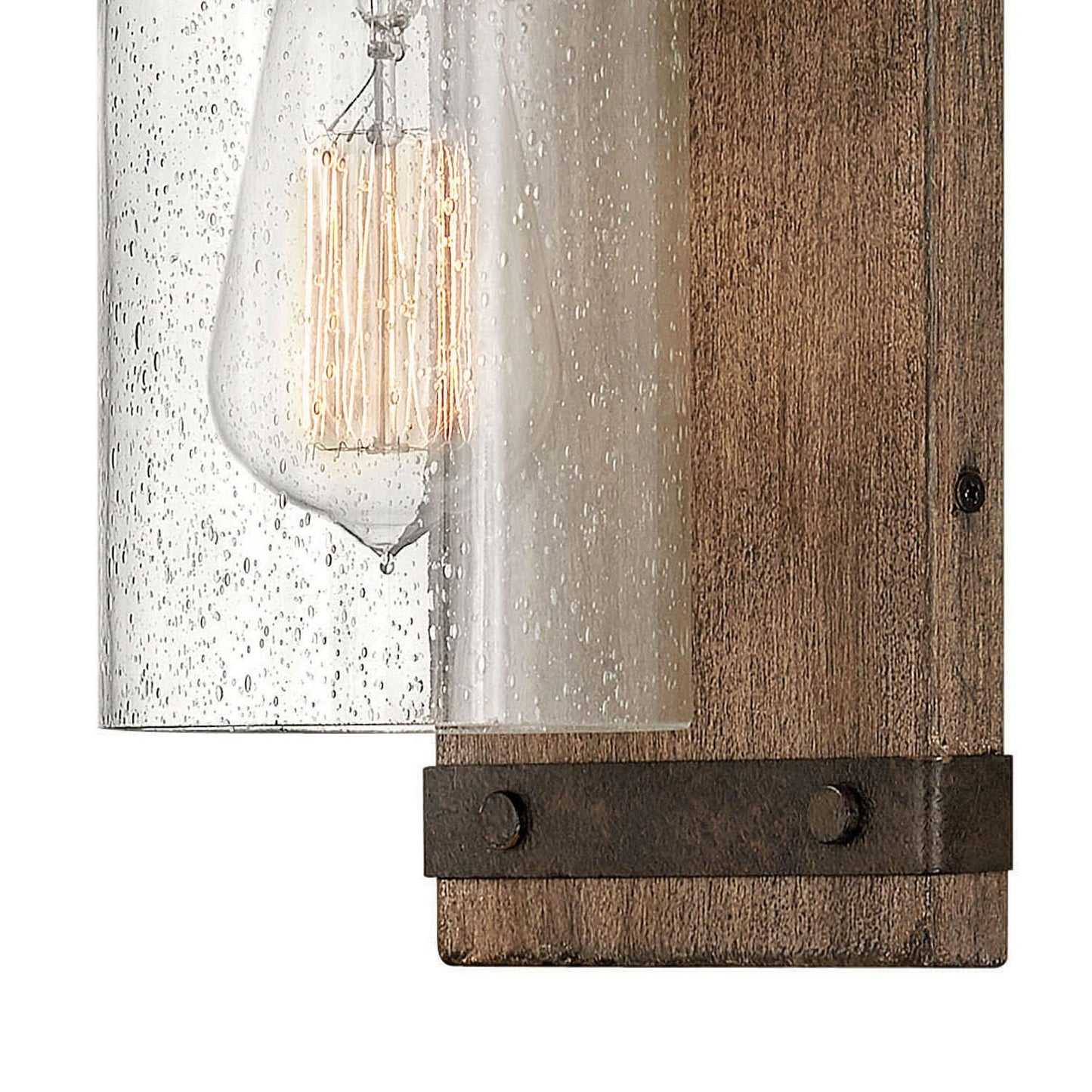 Hinkley Sawyer 5940SQ Single Light Vanity Bath Light Fixture, Rustic Wall Sconce, Mount Up or Down, Farmhouse Style, Sequoia and Iron Rust