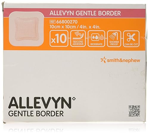 ALLEVYN Gentle Border - Apósitos acolchados (10 cm x 10 cm, 10 unidades)