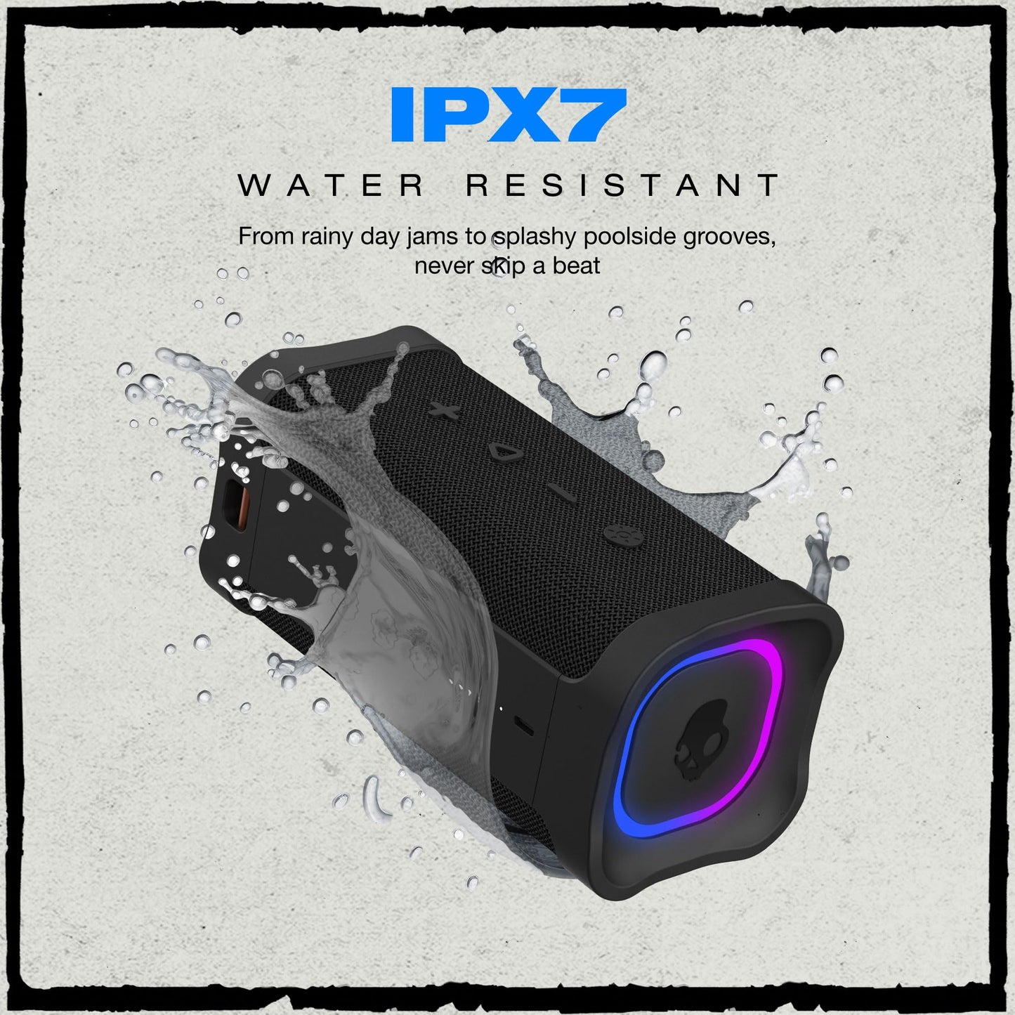 Lifeworks Skullcandy Terrain XL 2 Wireless Bluetooth Speaker, IPX7 Water Resistant, 18H Battery, Multi-Link, LED Light Show, Lightweight & Portable
