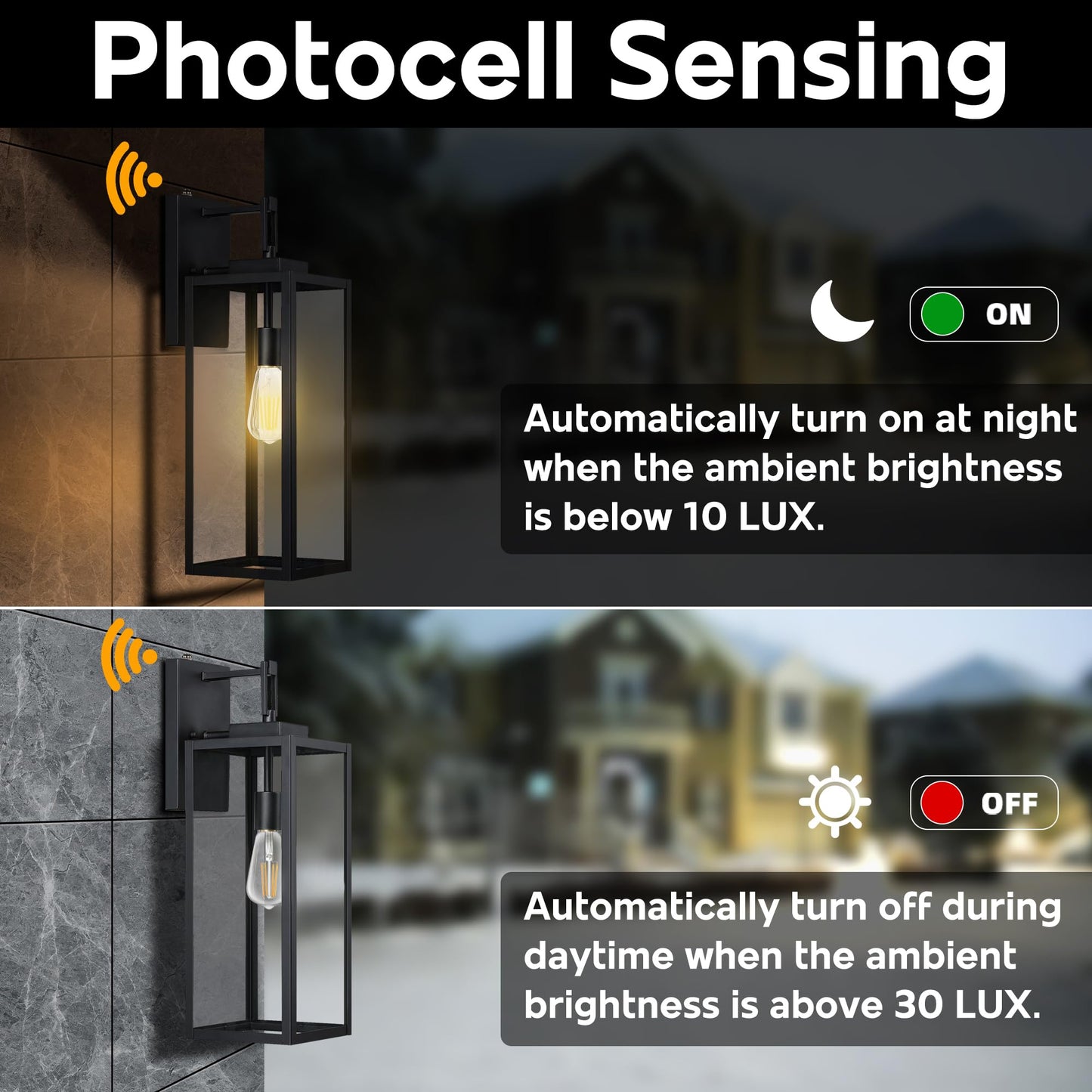 22 Inch Outdoor Wall Light Dusk to Dawn, Extra Large Wall Lantern for House Exterior Wall Sconce with Sensor, Photocell Porch Light for House Outside