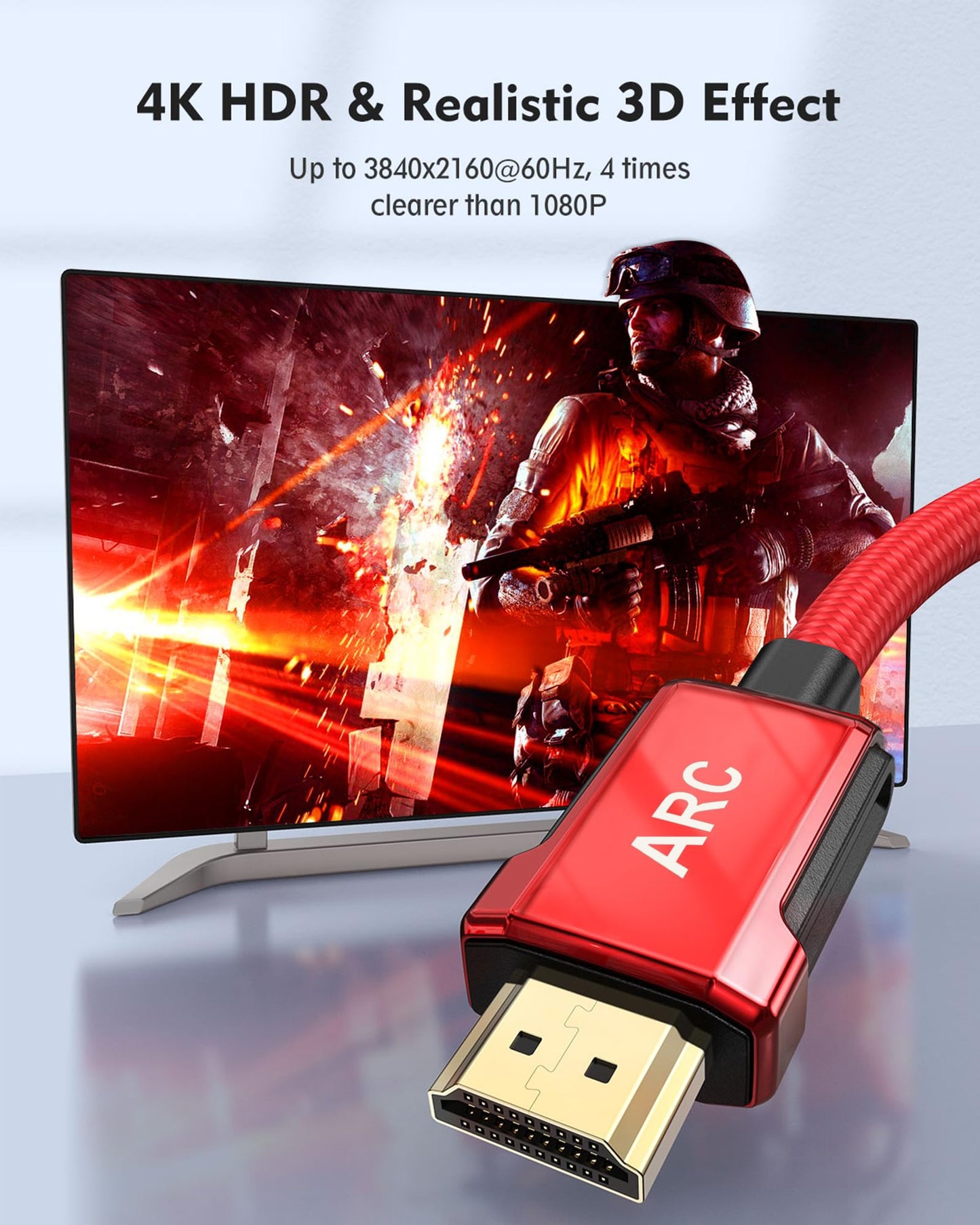 Silkland 4K HDMI ARC Cable for Soundbar, 4K 60Hz HDMI 2.0 Cable 6.6ft, (18Gbps, ARC, HDCP 2.2, HDR, 3D), High Speed Ultra HD, Compatible for Samsung