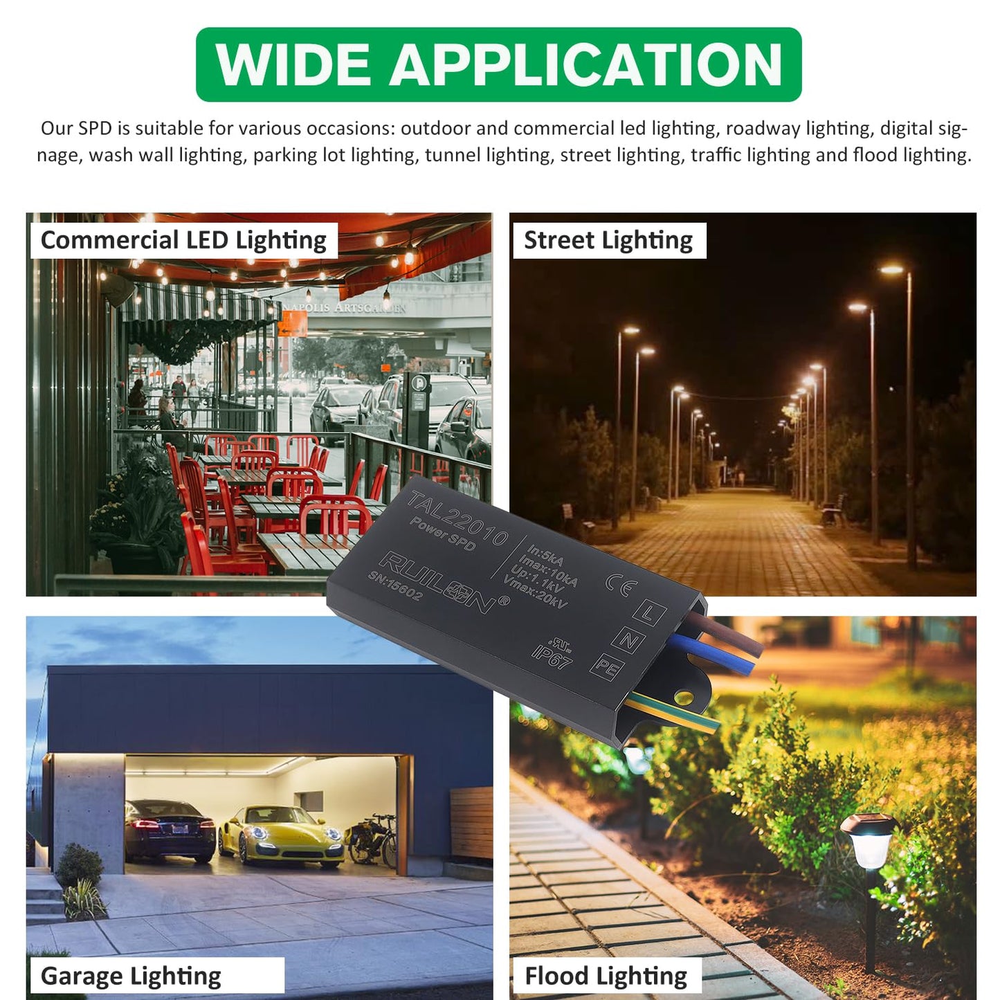 GBAYSA LED Surge Protective Device, 2 Pcs Power Surge Protector for Lightning Protection, Surge Arrester for Indoor and Outdoor Lighting(110-277 VAC)