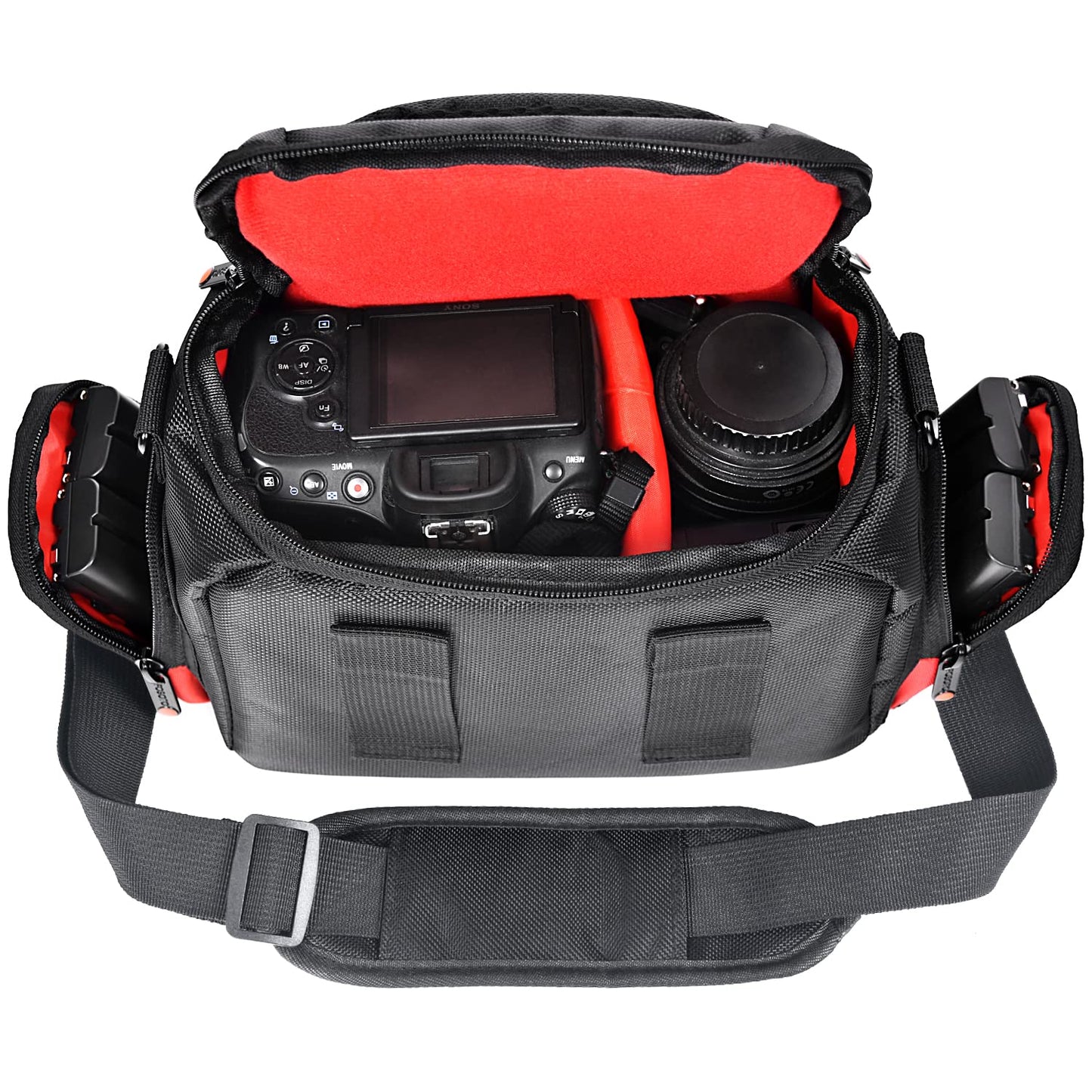FOSOTO Camera Shoulder Bag Case Compatible for Nikon D3000 D3200 D3300 D5100 D5300 D7500 D500 D610 Canon 2000D T8i SL2 T7i DSLR Cameras