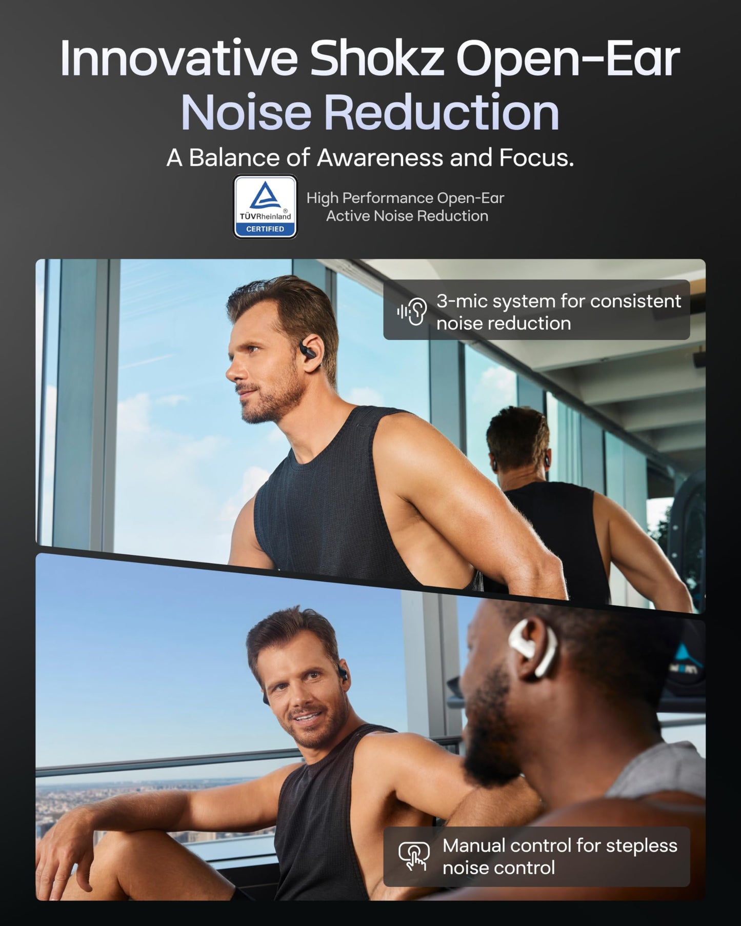 SHOKZ OpenFit Pro Open-Ear Earbuds with Noise Reduction, Dolby Atmos, Black