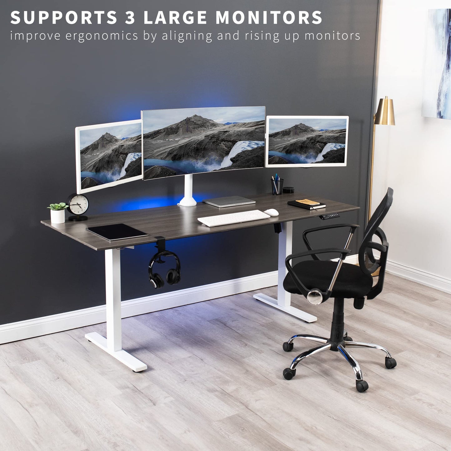 VIVO Triple Monitor 23 to 32 inch LED LCD Clamp-on Desk Mount, Heavy Duty Articulating VESA Computer Stand, Holds 3 Screens, Fully Adjustable for Home