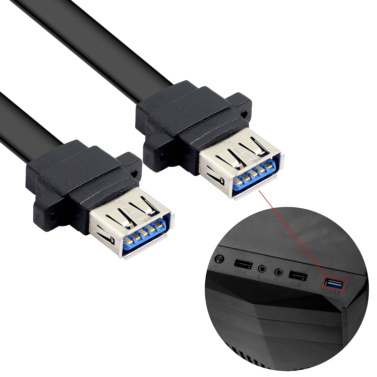 XMSJSIY USB 3.0 Front Panel Cable, Motherboard 19/20pin Cable to USB Female Splitter Adapter Extension Connector -50cm/19.6inch