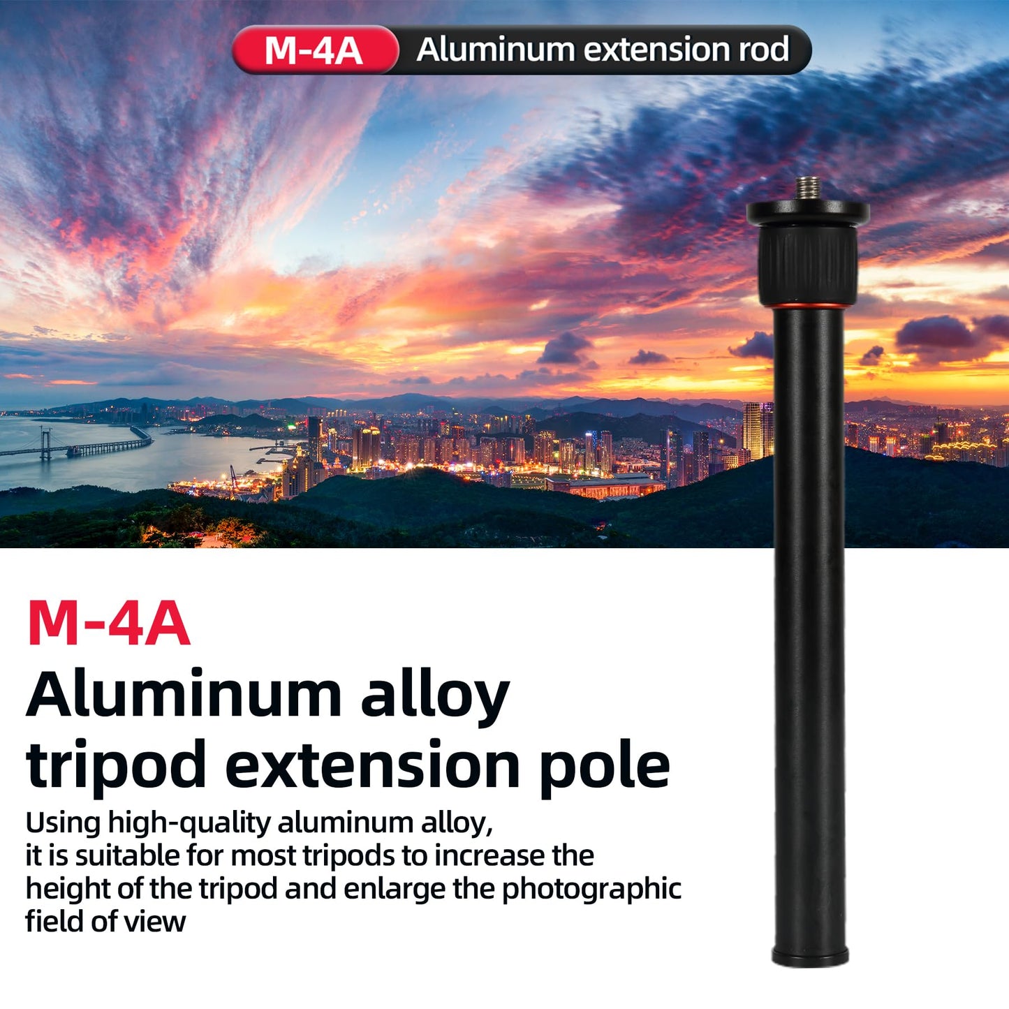 Fotopro Tripod Extension Tube, 2-Section/40cm Aluminum Tripod Center Column Max Load 22lbs