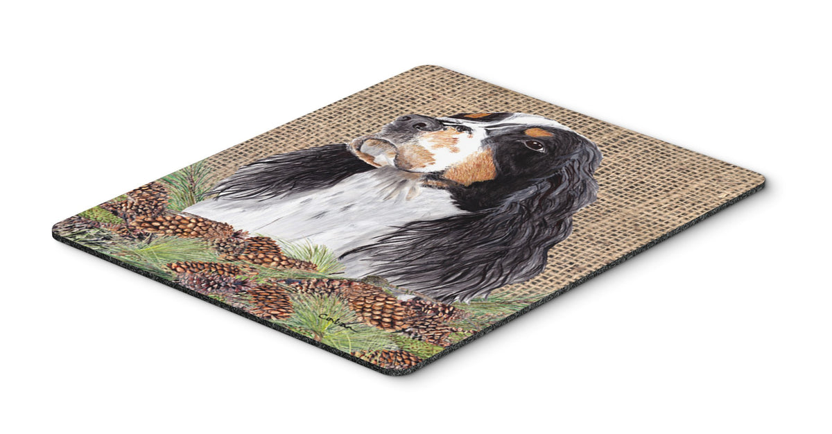Caroline's Treasures SC9048MP Springer Spaniel Faux Burlap and Pine Cones Mouse Pad, Hot Pad or Trivet for Home Office Gaming Working Computers Laptop