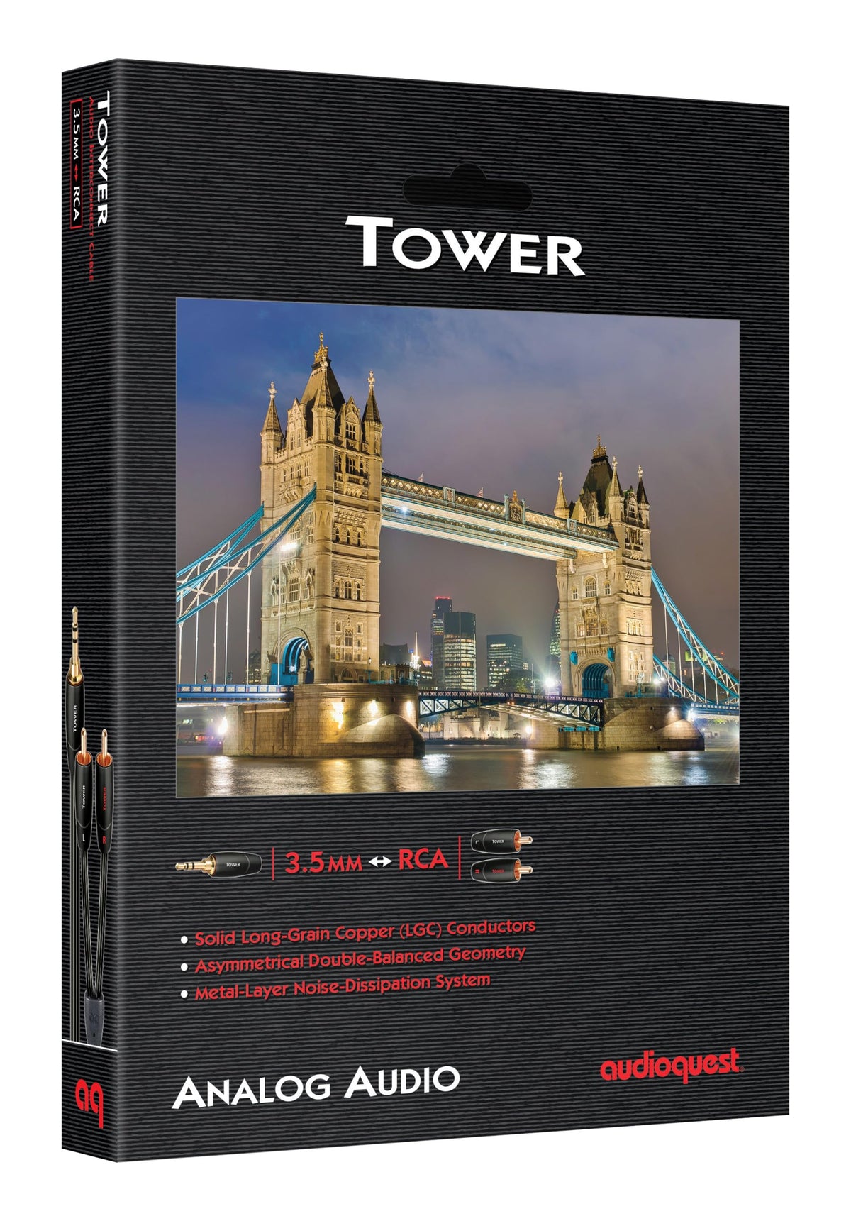 AudioQuest Tower 3.5mm to RCA Cable (Black) - 1.9ft