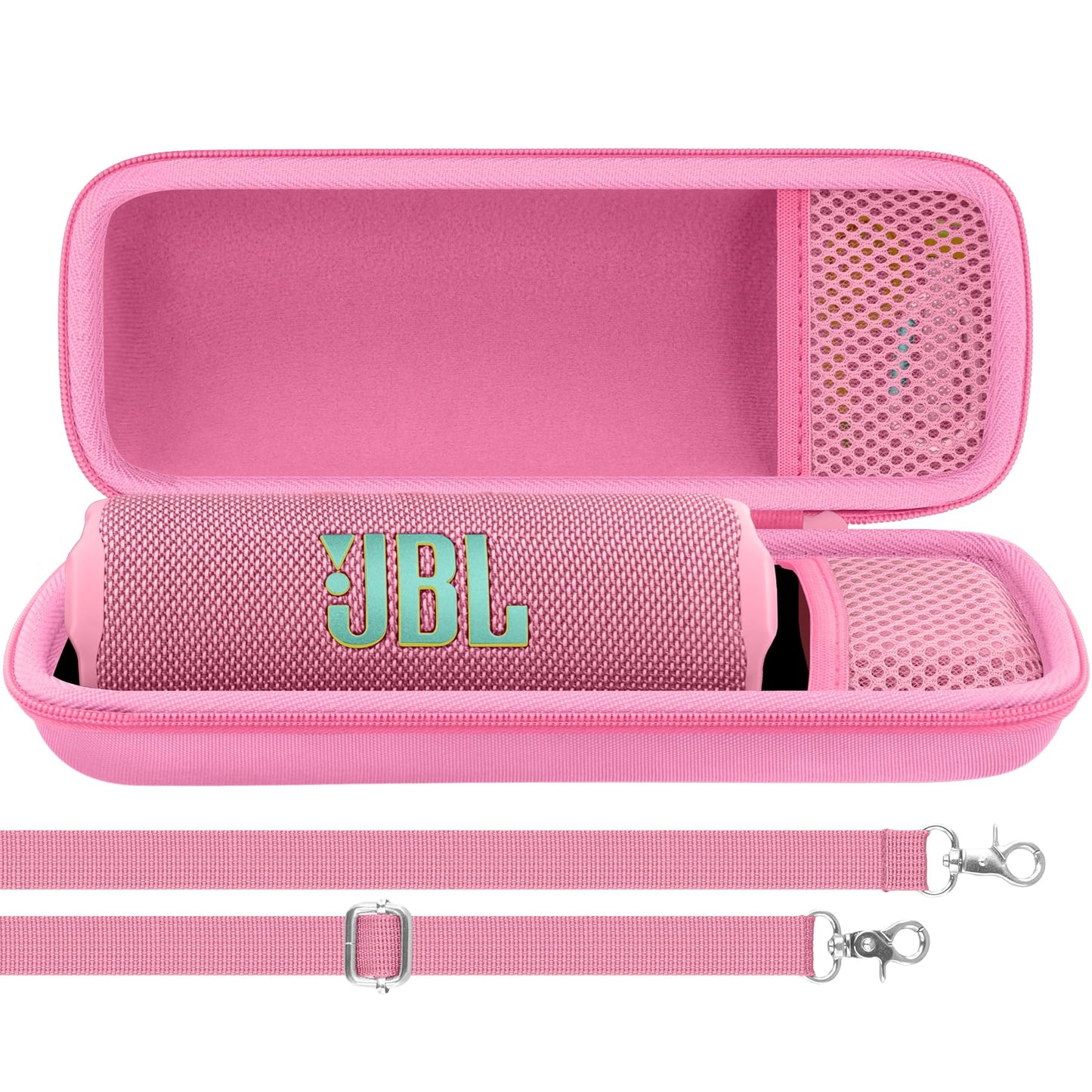Aenllosi for JBL Flip 7/ Flip 6/ Flip 5 Protable Bluetooth Speaker Hard Case with Adjustable Shoulder Strap,Pink (Case Only)