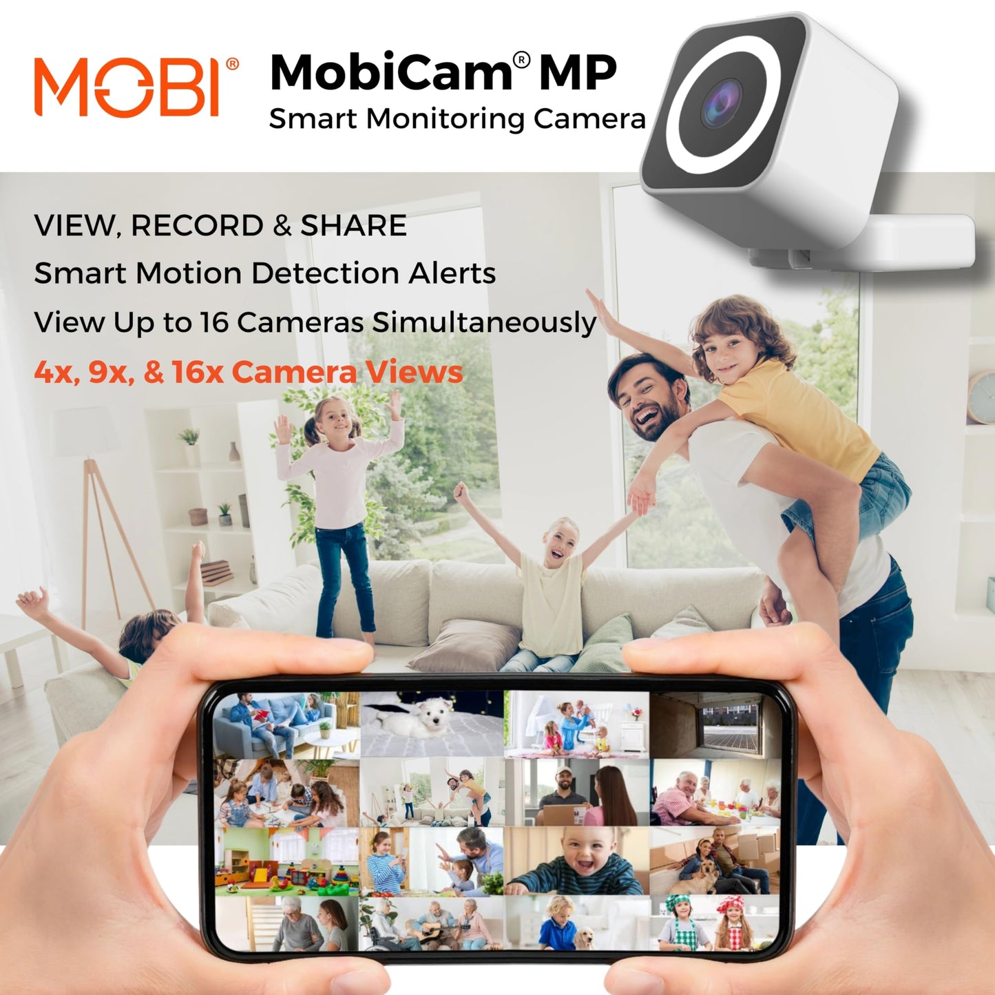 MobiCam MP Smart Home/Office Camera with 3MP Resolution, 2-Way Audio, Night Vision, 30-Second Setup, Dual WiFi (2.4GHz & 5GHz), BLE Connectivity