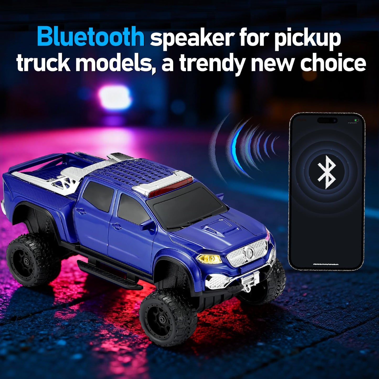 WSTER WS-X65 Pickup Truck Replica Bluetooth Speaker - HD Sound, FM Radio, TWS Stereo, LED Party Lights, USB/TF Playback, Built-in Mic - Cool Portable