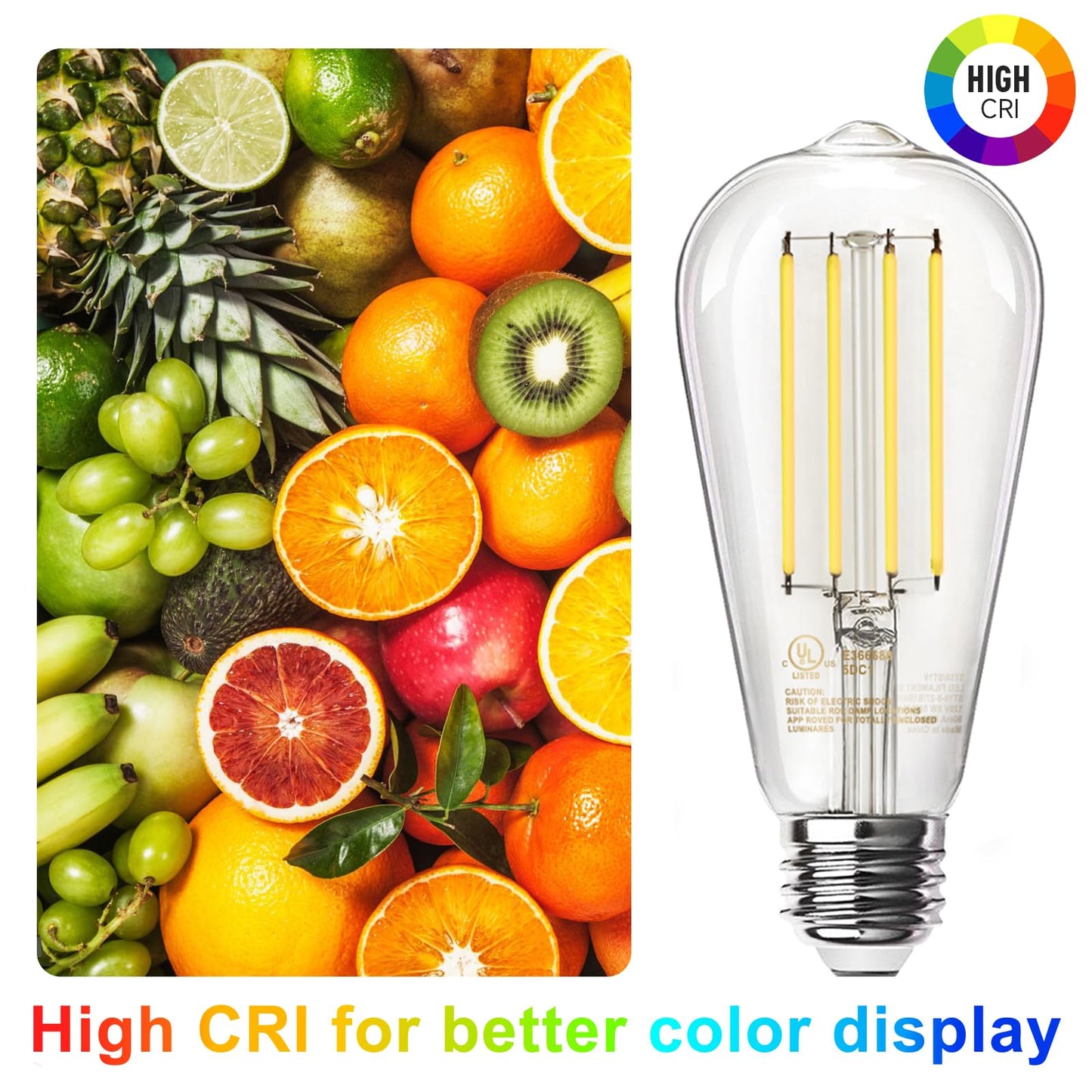TJOY LED Edison Light Bulbs, E26 Dimmable Vintage Bulb, 8W = 60W Equivalent