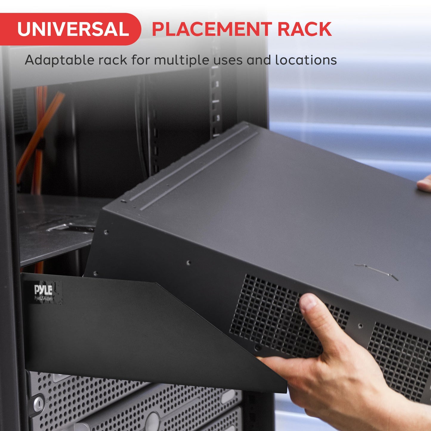 Pyle 19-Inch 2U Server, Vented Shelves for Good Air Circulation, Cantilever, Wall Rack, Universal Device, Cabinet Shelf, Computer Case Mounting Tray