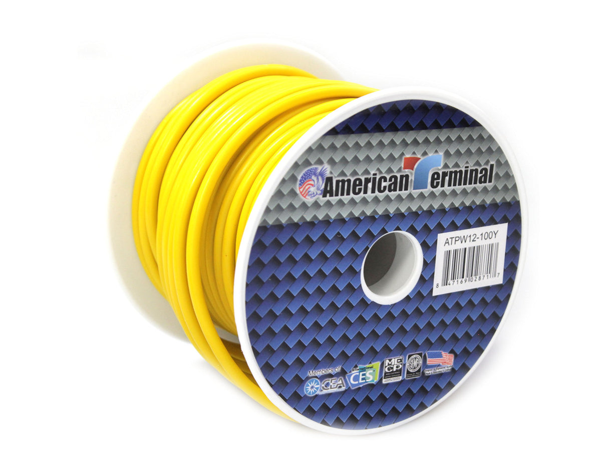 American Terminal ATPW12-100Y 12 Gauge Primary Wire, Yellow
