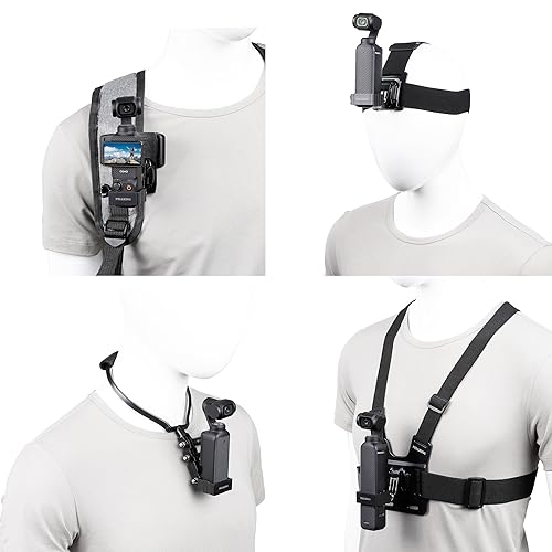 PellKing 4in1 DJI Osmo Pocket 3 Accessories Kit,Chest Mount Harness,Neck Holder,Head Strap,Backpack Strap Mount for DJI Osmo Pocket 3 Camera,with