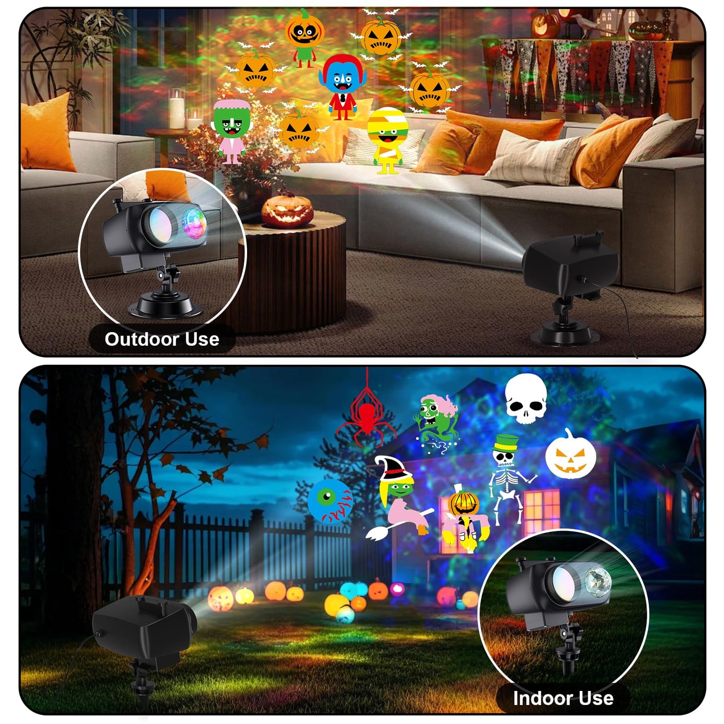 2026 Upgrade Halloween Christmas Projector Lights Decorations, COOLWUFAN Outdoor Indoor Holiday Projector Lights with Remote and 20 HD Effects(3D