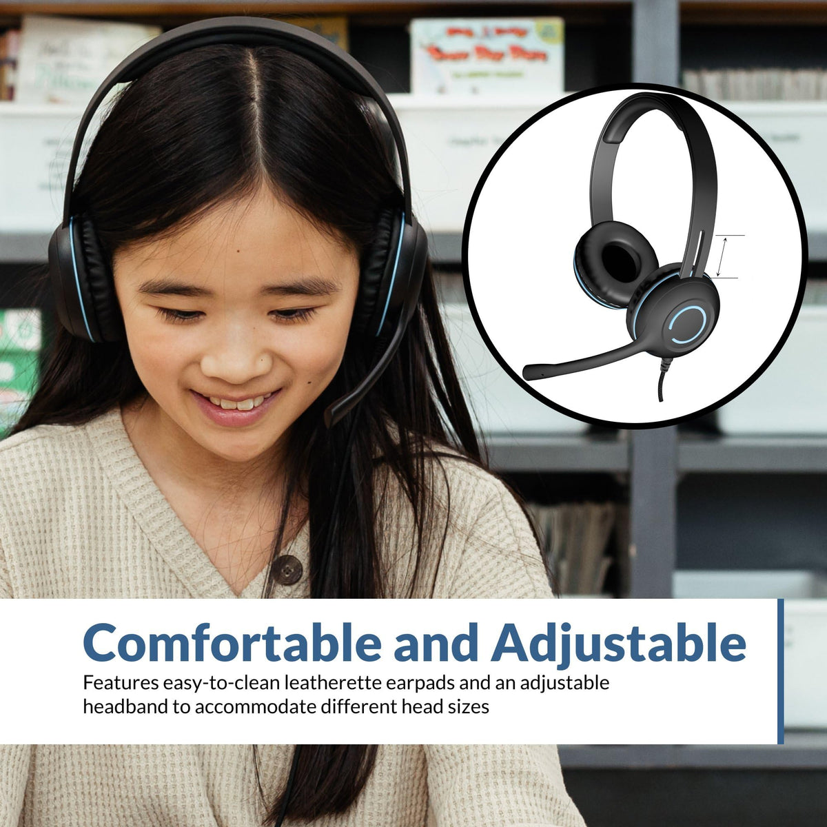 Cyber Acoustics AC-5002 3.5mm Stereo Headset with Durable TuffCord