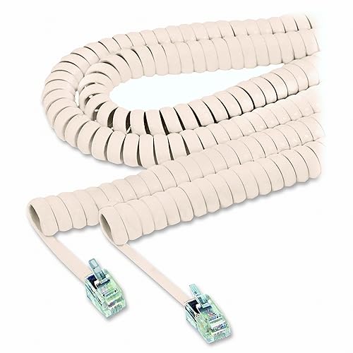 SOFTALK 42260 Coiled Phone Cord, Plug/Plug, 25 ft, Beige