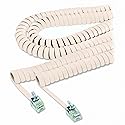 SOFTALK 42260 Coiled Phone Cord, Plug/Plug, 25 ft, Beige