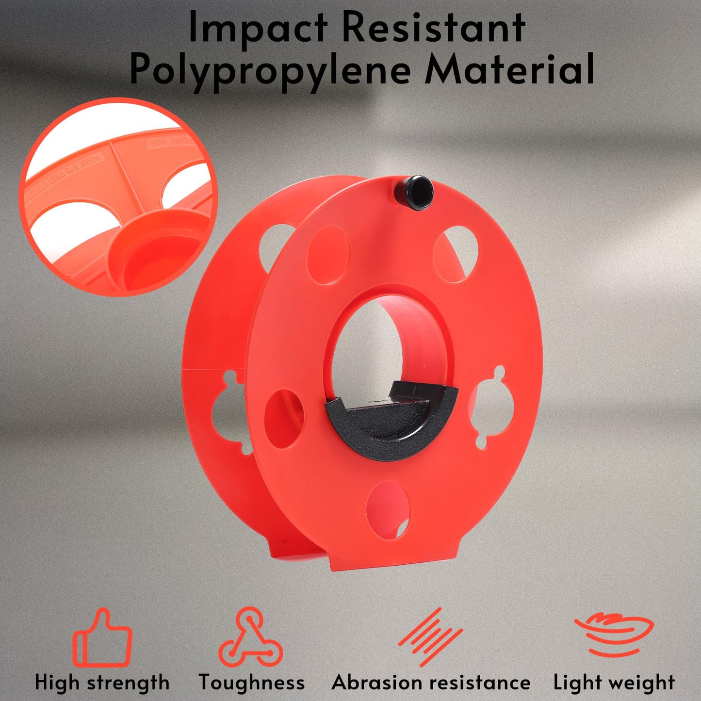 Homeon Wheels Heavy Duty Impact Resistant Plastic Extension Cord Storage Reel Durable & Safe, Lightweight & Portable, Ideal for Outdoor Projects & DIY