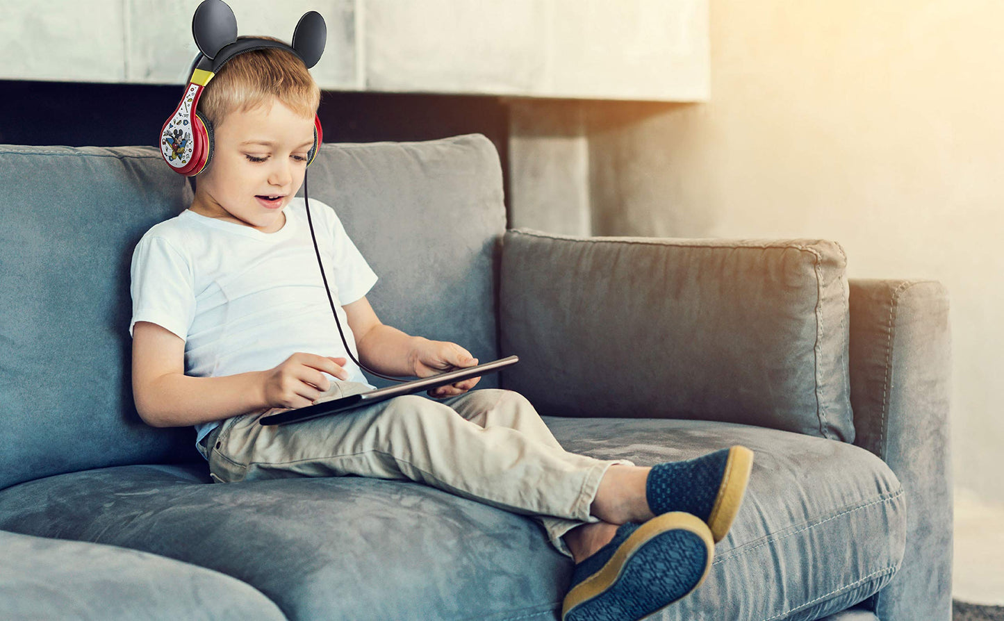 eKids Mickey Mouse Kids Headphones with 3.5mm Audio Jack, Wired Headphones for School, Home or Travel (Mickey Mouse)