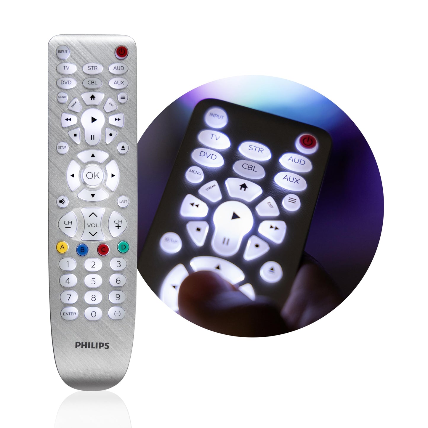 Backlit Universal Remote Control by Philips, Works for Samsung, Vizio, TCL, HiSense, Sony, RCA, Panasonic, Roku, Apple TV, Smart TVs, Streaming