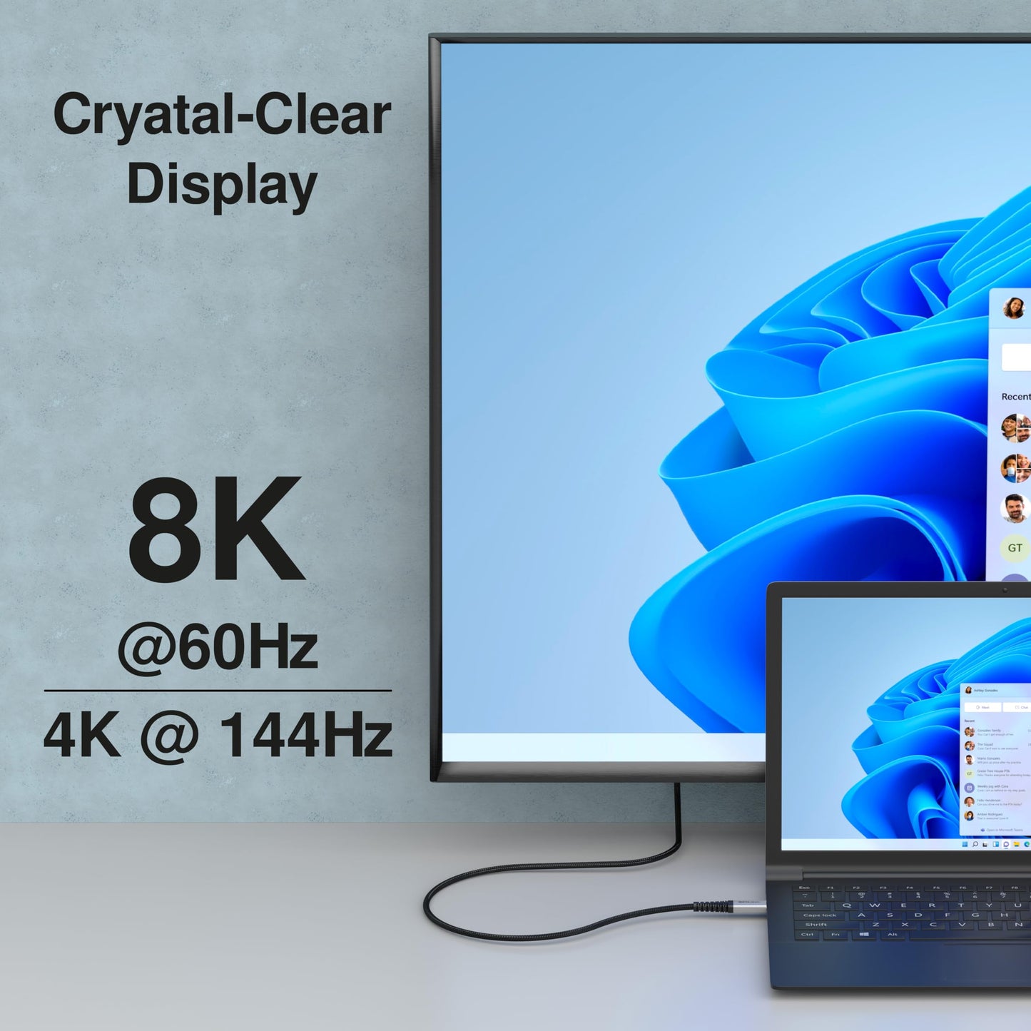 EZQuest DuraGuard USB-C to HDMI 8K 60Hz Cable (7.2ft) for External Displays - Supports HDR10 - Kevlar Reinforced & Nylon Braided - Thunderbolt 3/4