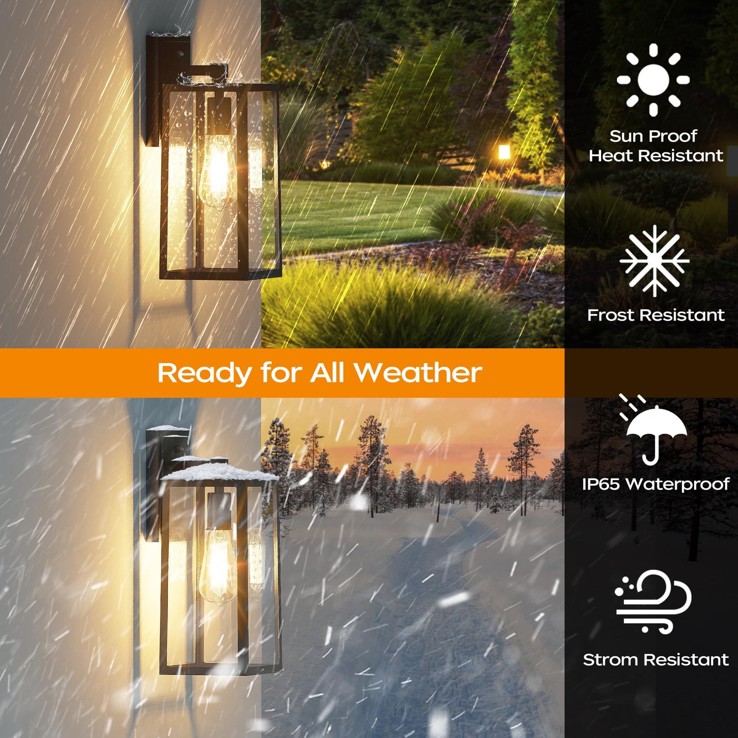 PARTPHONER Dusk to Dawn Outdoor Light Fixtures Wall Mount, Sensor Porch Lights, Anti-Rust Exterior Wall Sconce Lighting Lamp, Waterproof Wall Lantern