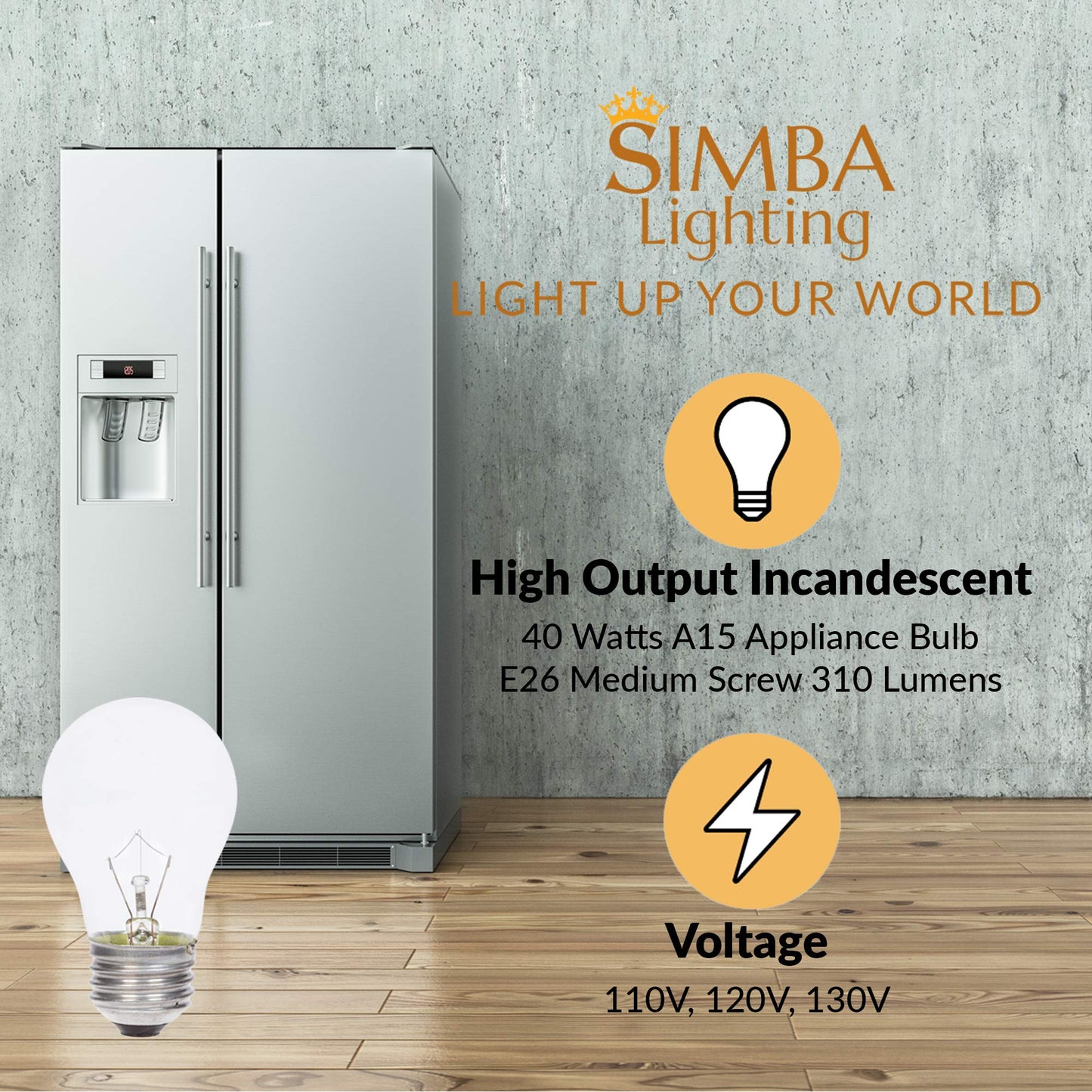 Simba Lighting Incandescent Appliance Light Bulb A15 40W E26 2700K, 6 Pack