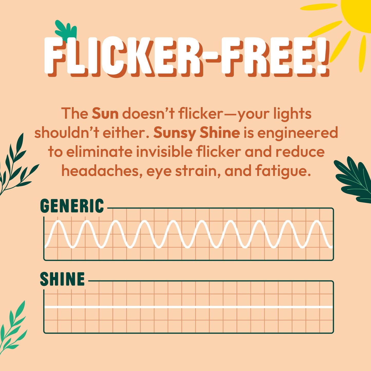 sunsy Shine A19 Full-Spectrum LED, 2700K Soft White, CRI 97, Flicker-Free