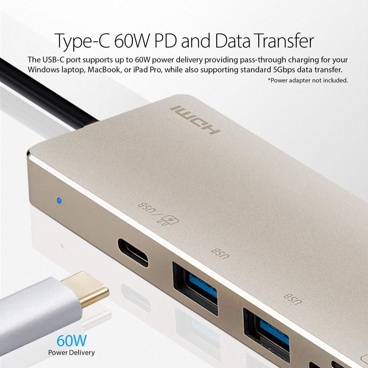ATEN UH3239 4K 6 Ports USB C 6-in-1 Portable Mini Docking Station USB C Port Thunderbolt 3, HDMI, SD, Micro SD Card, USB 3.2 60W PD 2.0 for Laptop