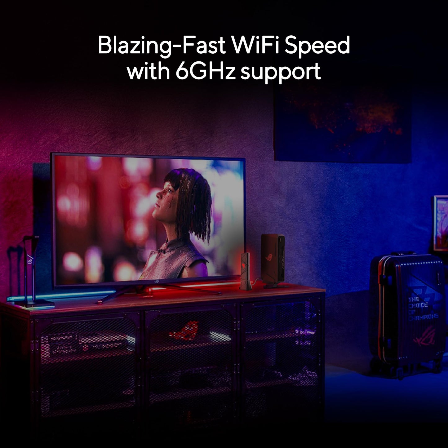 ASUS ROG USB-BE92 Tri-Band BE6500 WiFi 7 USB Adapter, 6GHz Band, Support 4096-QAM, Multi-Link Operation (MLO), Compatible with Type A and C, WPA3
