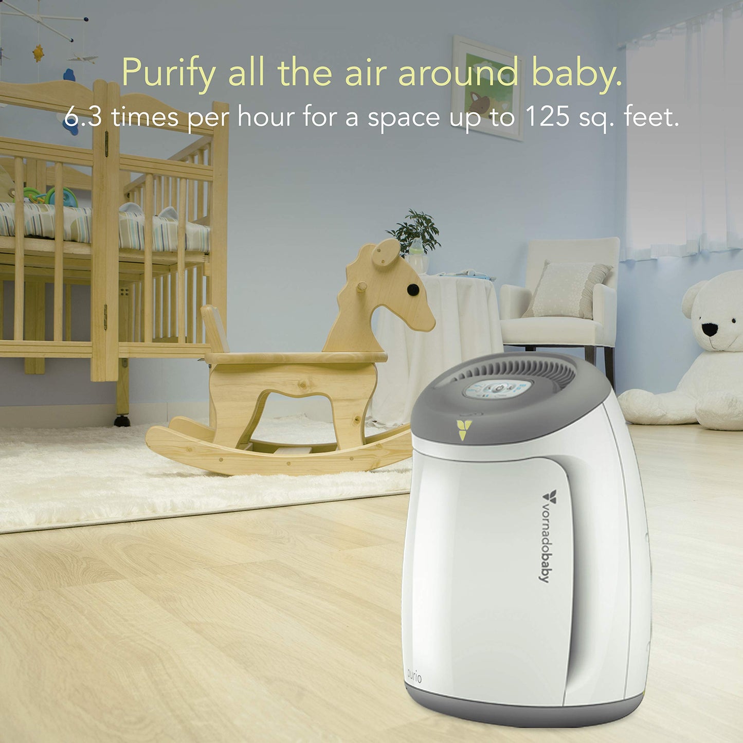 Vornadobaby Purio Nursery Air Purifier with True HEPA Filter, Safety Features, and Soothing Glow, White